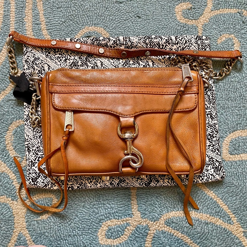 Rebecca Minkoff Tan Crossbody Bag with Flap Closure